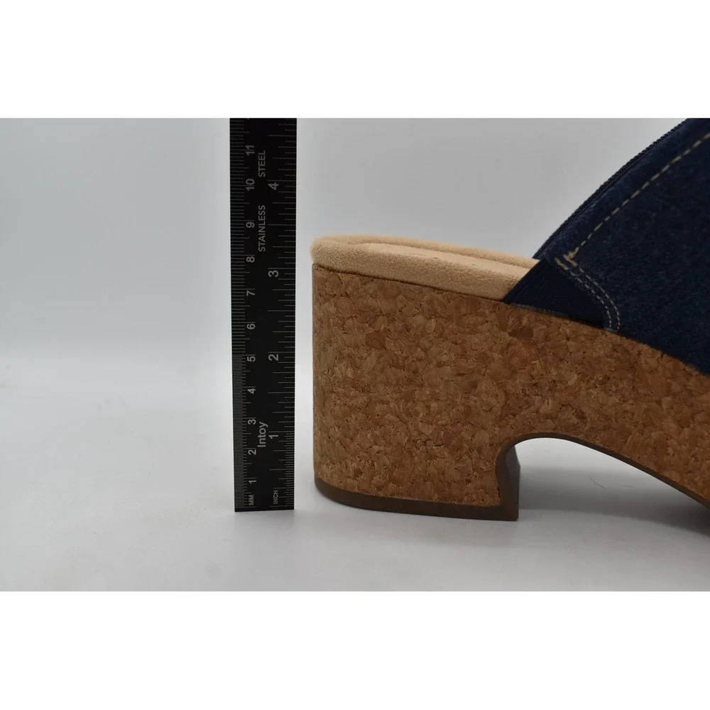 Clarks Womens Size 10 Nerisa Vine Dark Denim Heeled Sandals Slides Shoes